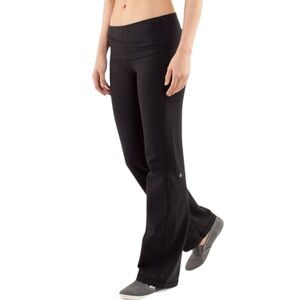 Lululemon athletica Astro Black Criss Cross Waistband Flared Yoga Pant